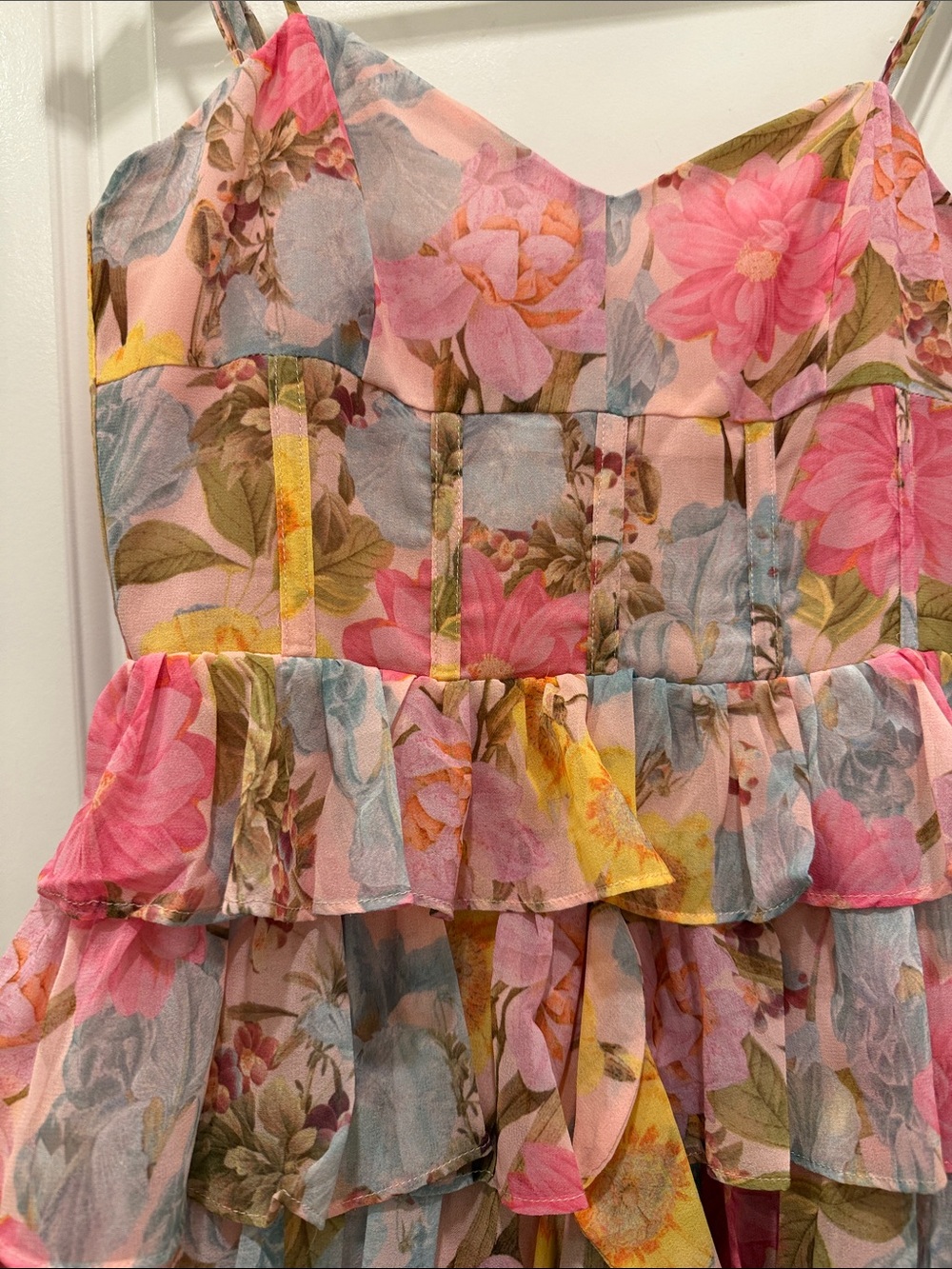 Olivaceous Pink Floral Tiered Ruffle Dress - Picture 6 of 10